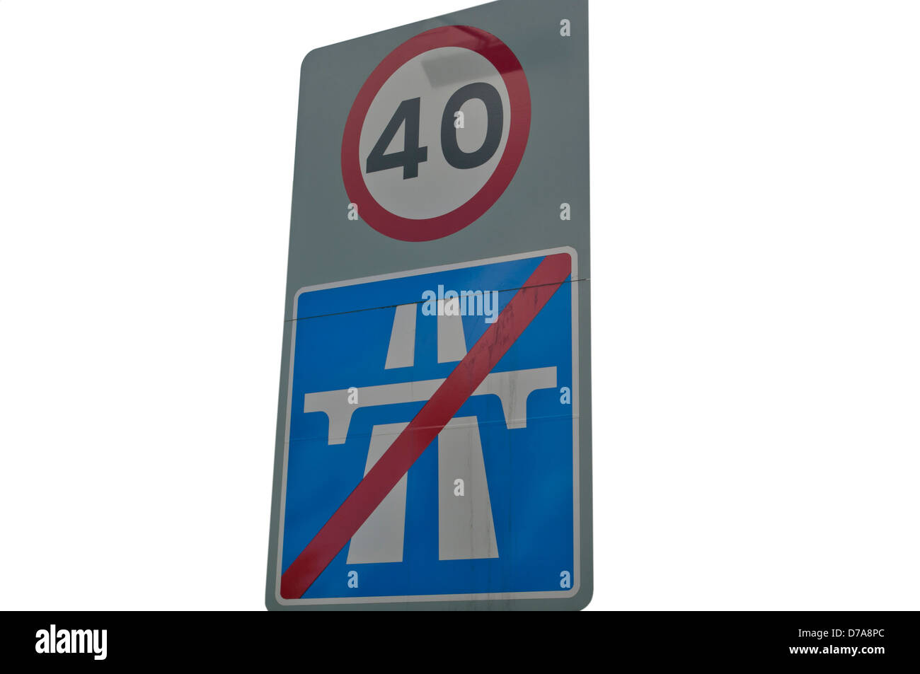 End Of Motorway UK Motorway Sign Signs Stock Photo - Alamy