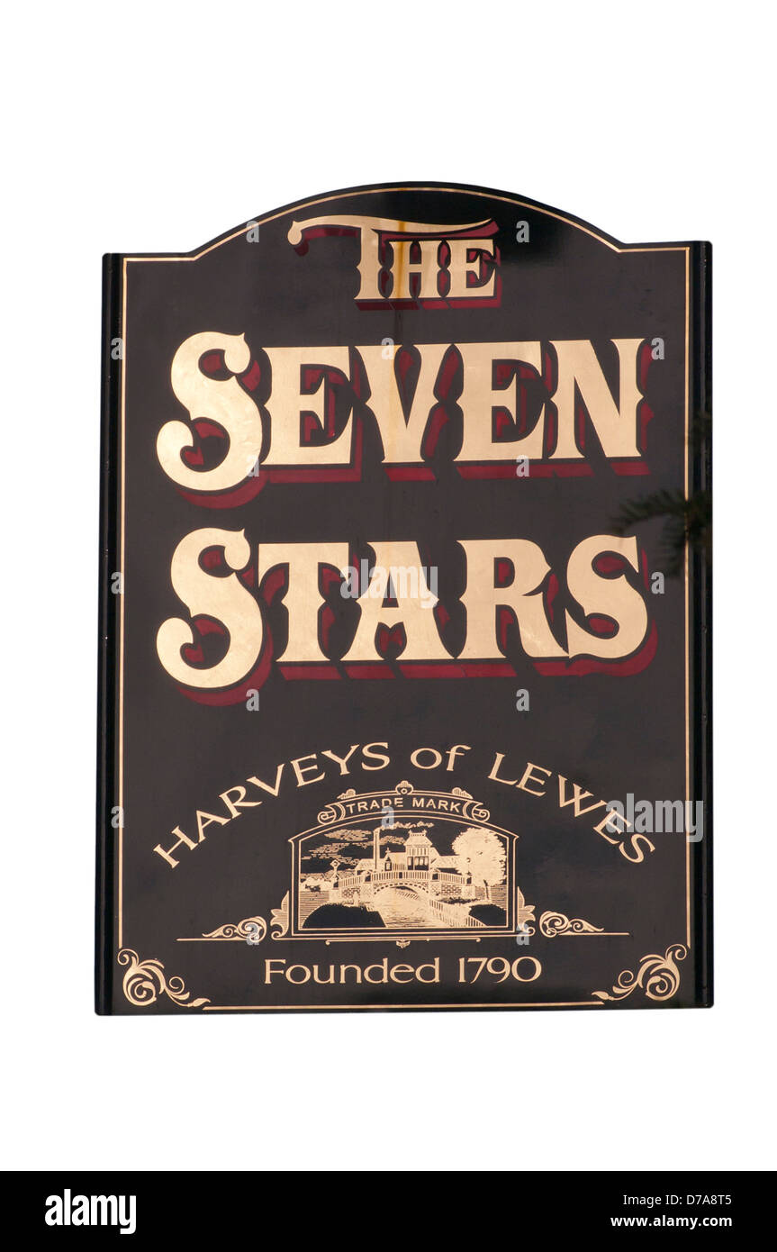 The Seven Stars Pub Sign UK Signs Stock Photo