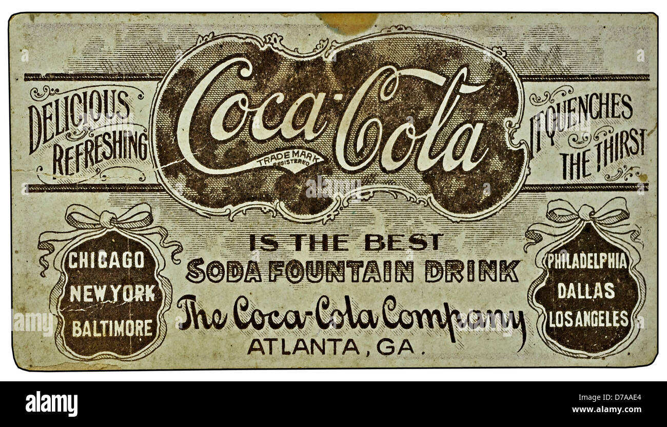 Vintage Coca-Cola ad on a card. Stock Photo