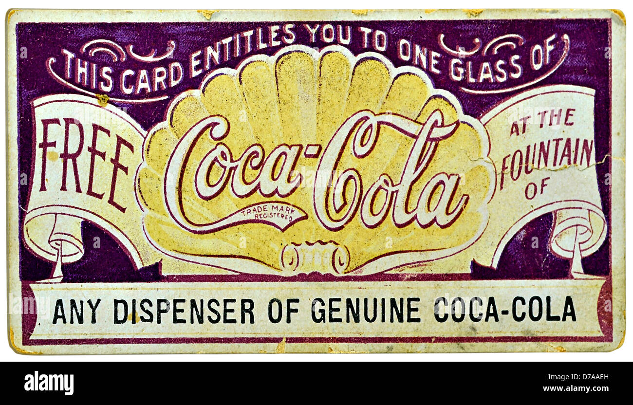Vintage Coca-Cola ad on a card. Stock Photo