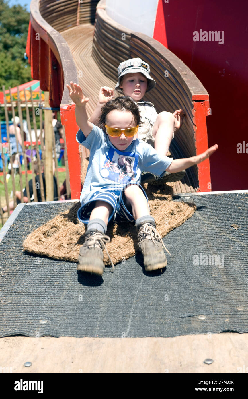 Quirky acts and people at the Glastonbury festival in Summer. Stock Photo