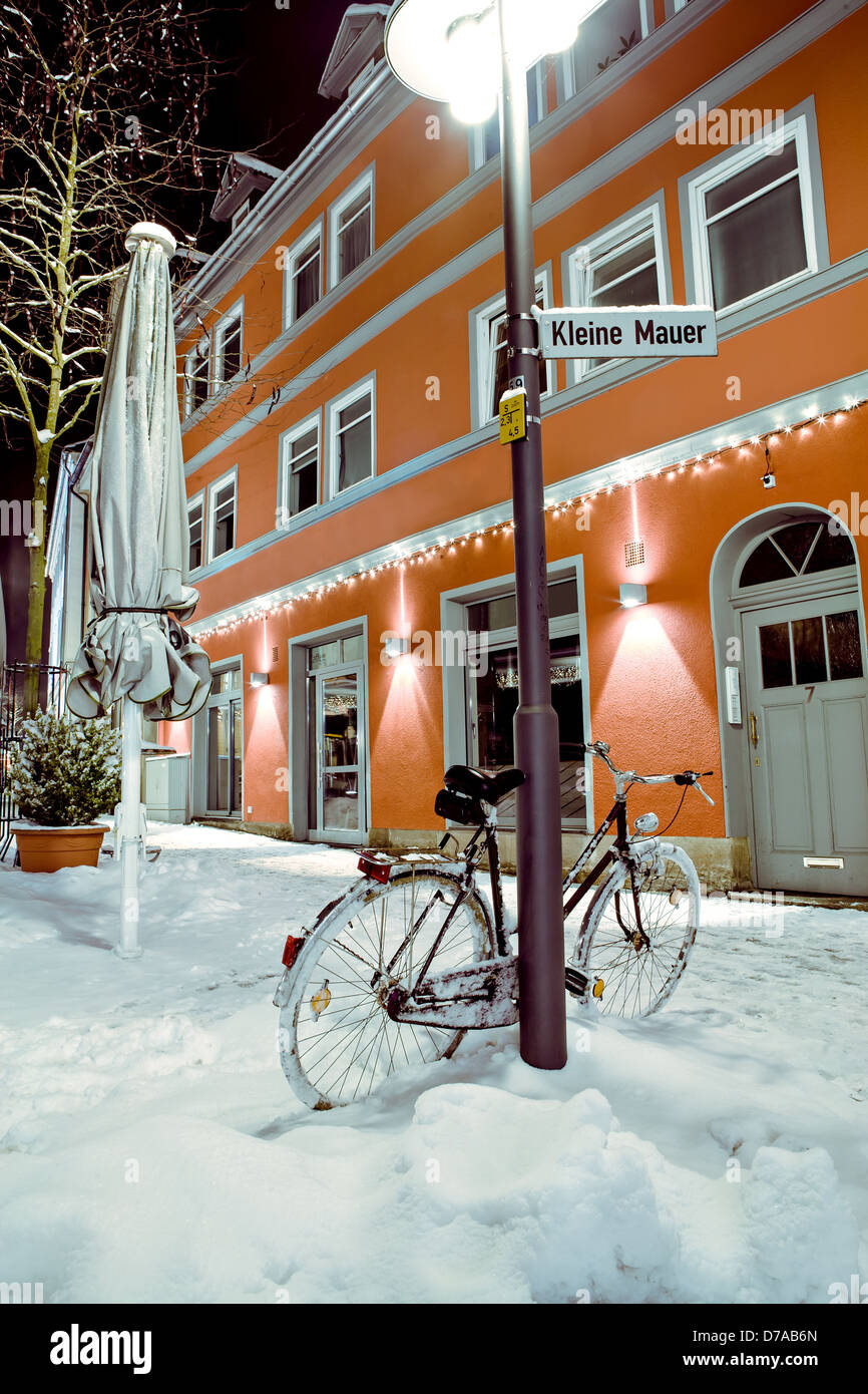 Night scenes of wintry Coburg in Bavaria, Germany Stock Photo