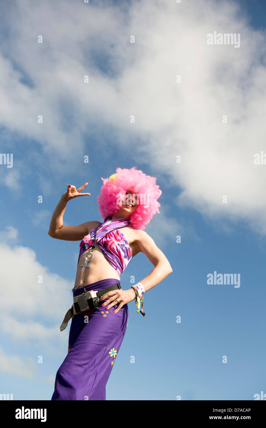 Glastonbury festival characters and colour Stock Photo