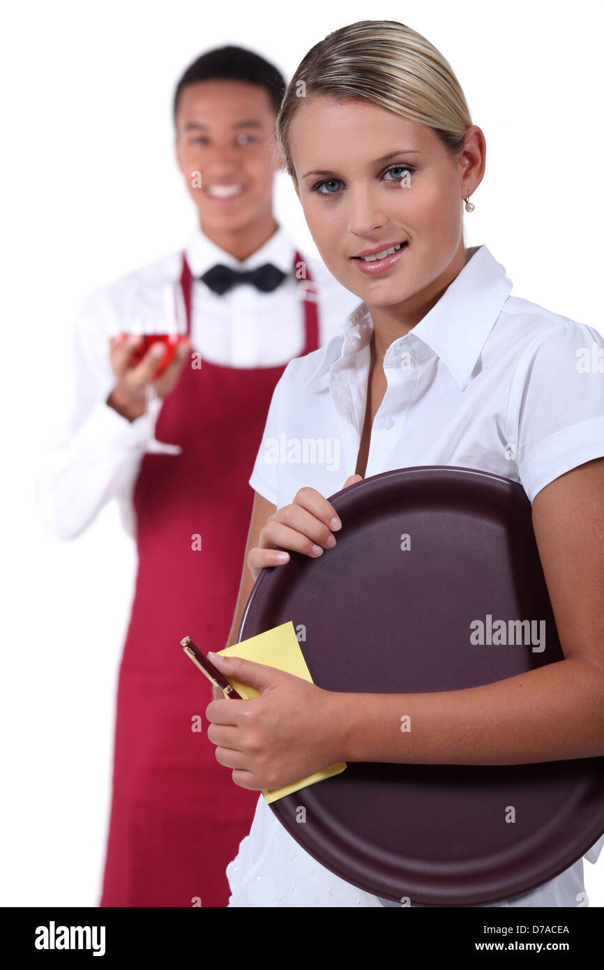 waiter and waitress Stock Photo Alamy