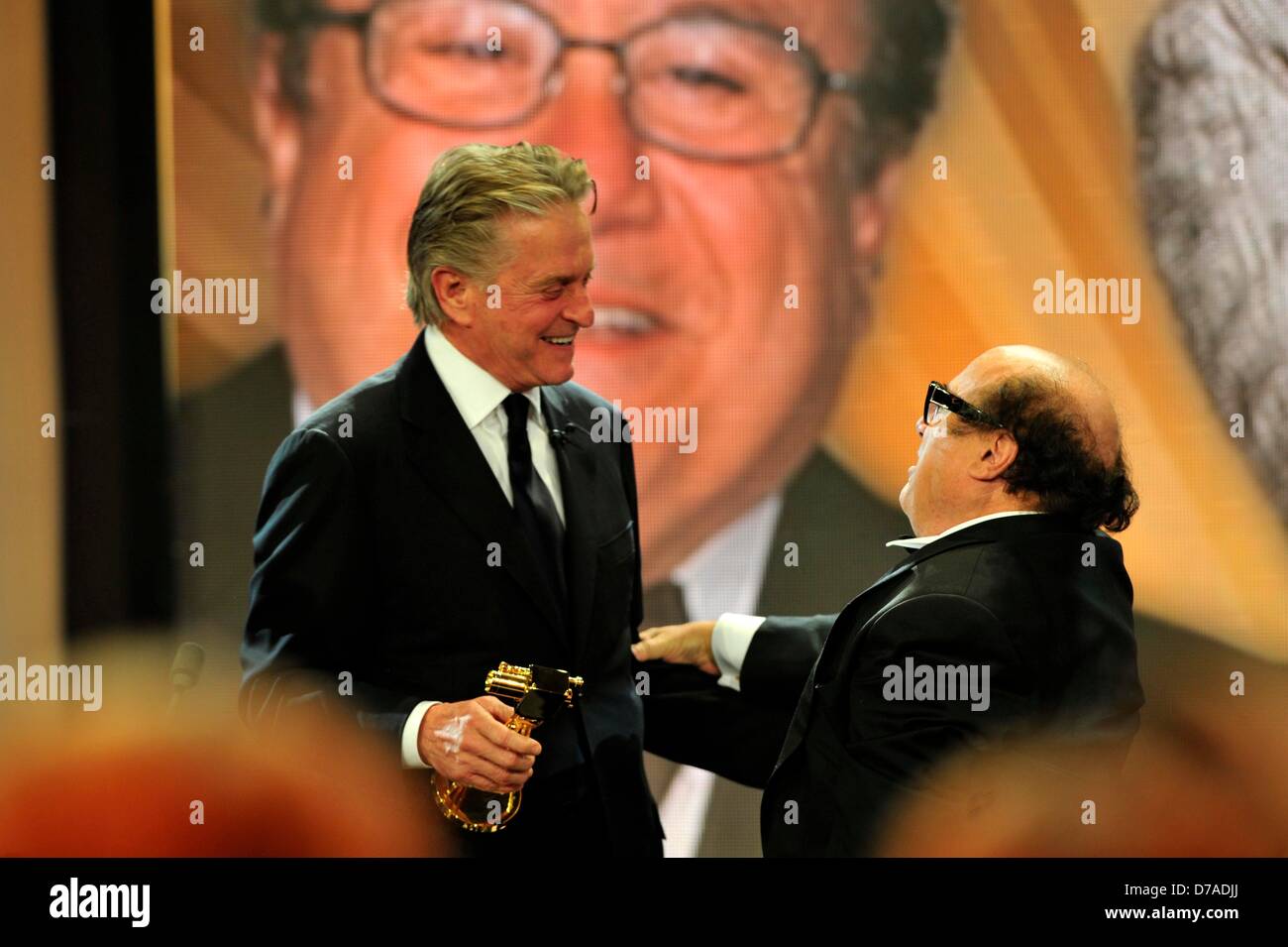 Michael Douglas (l) and Danny DeVito (r) at the Golden Camera 2010 awarding ceremony in Berlin on the 30th of January in 2010. Stock Photo