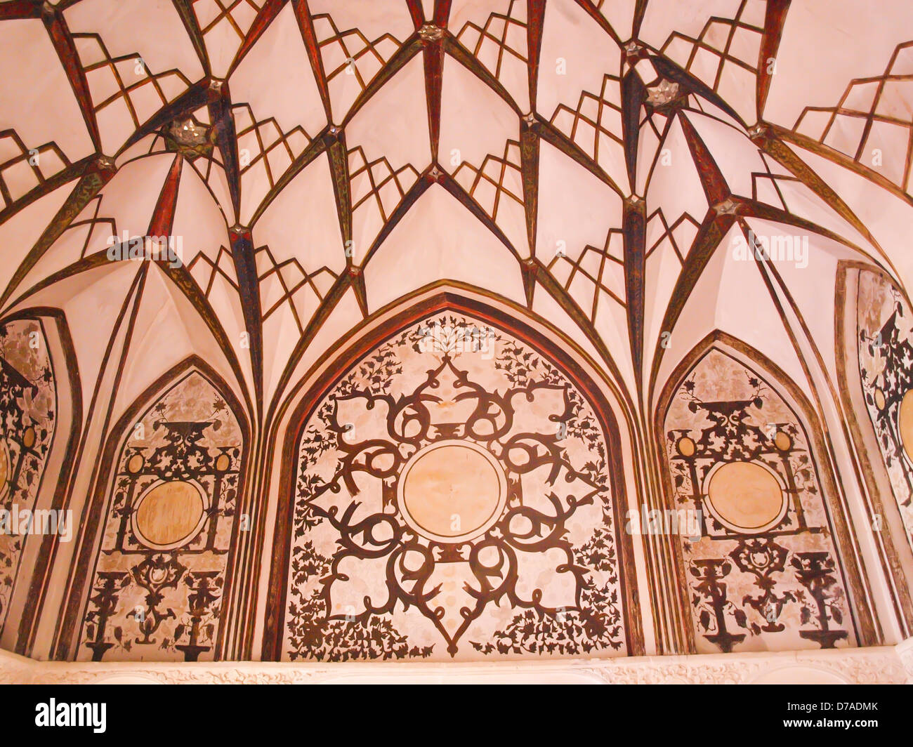 Ceiling decoration interior of historic old house in Kashan, Iran Stock Photo