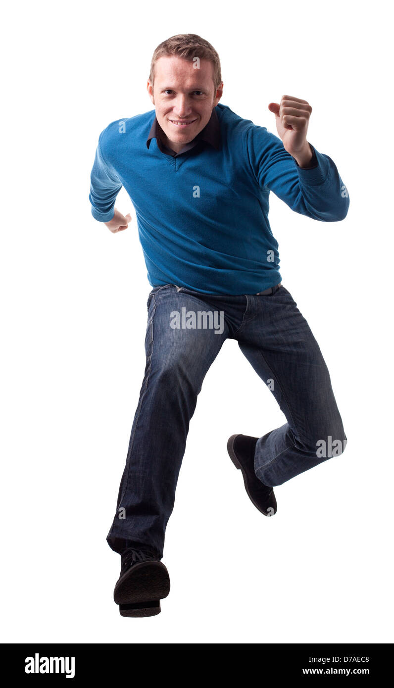 running man isolated on white Stock Photo