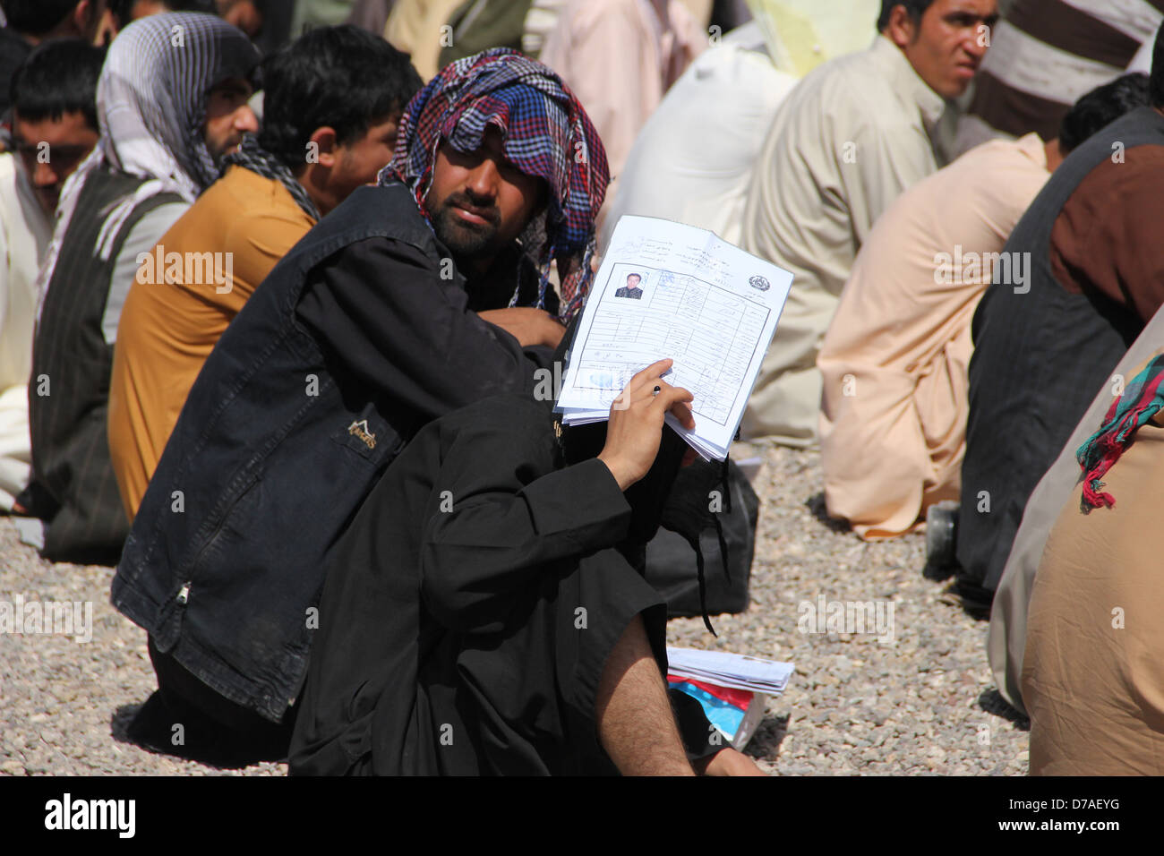 An Afghan Youth waiting to be registered in Afghan National Army Recruitment Center in Herat Stock Photo