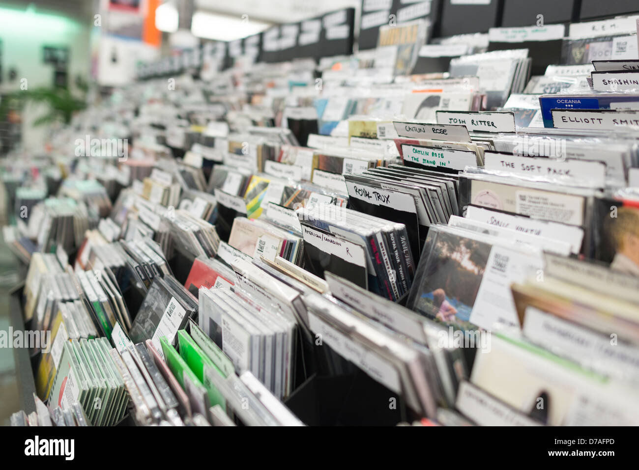 Traditional music store-Compact disks on the shelves,London,England Stock Photo