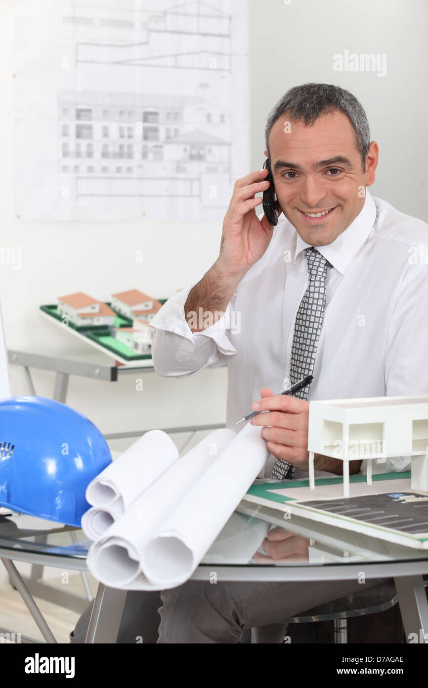 An architect talking on the phone Stock Photo