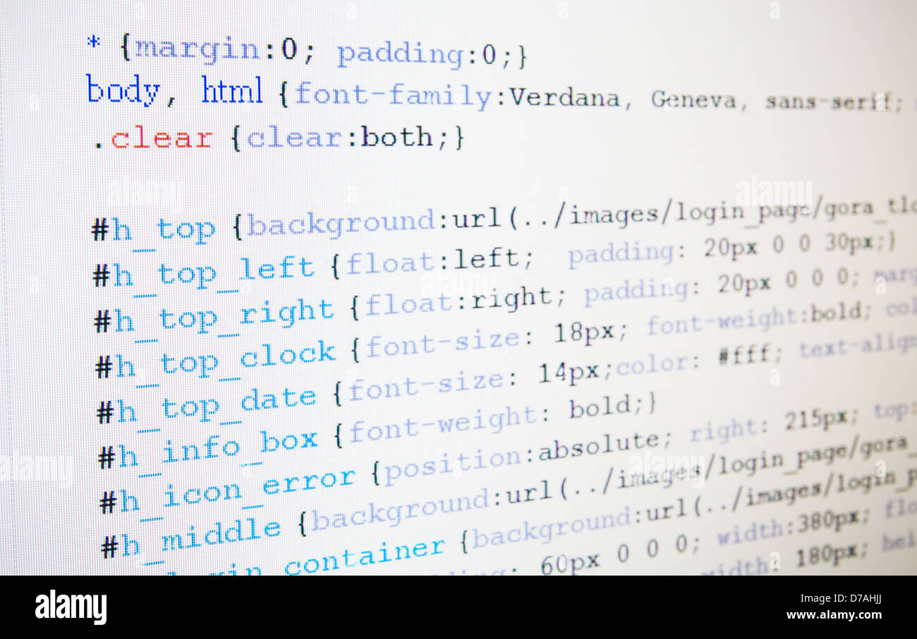 Code of CSS language on LCD screen Stock Photo - Alamy