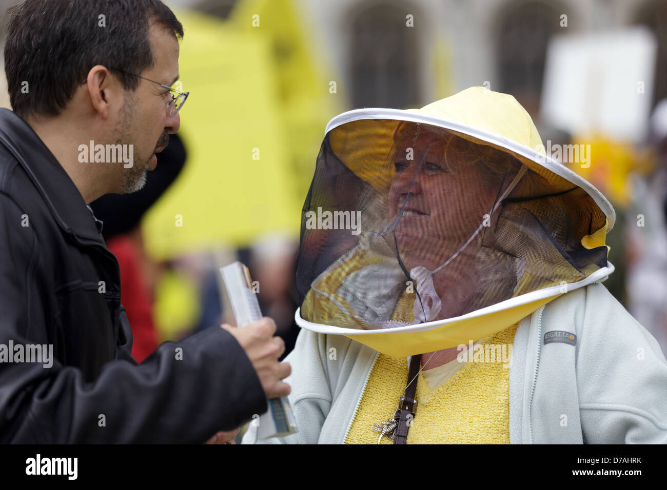 London, UK. 26th April 2013. March of the beekeepers members protesting against Paterson for the use of pesticide . Stock Photo