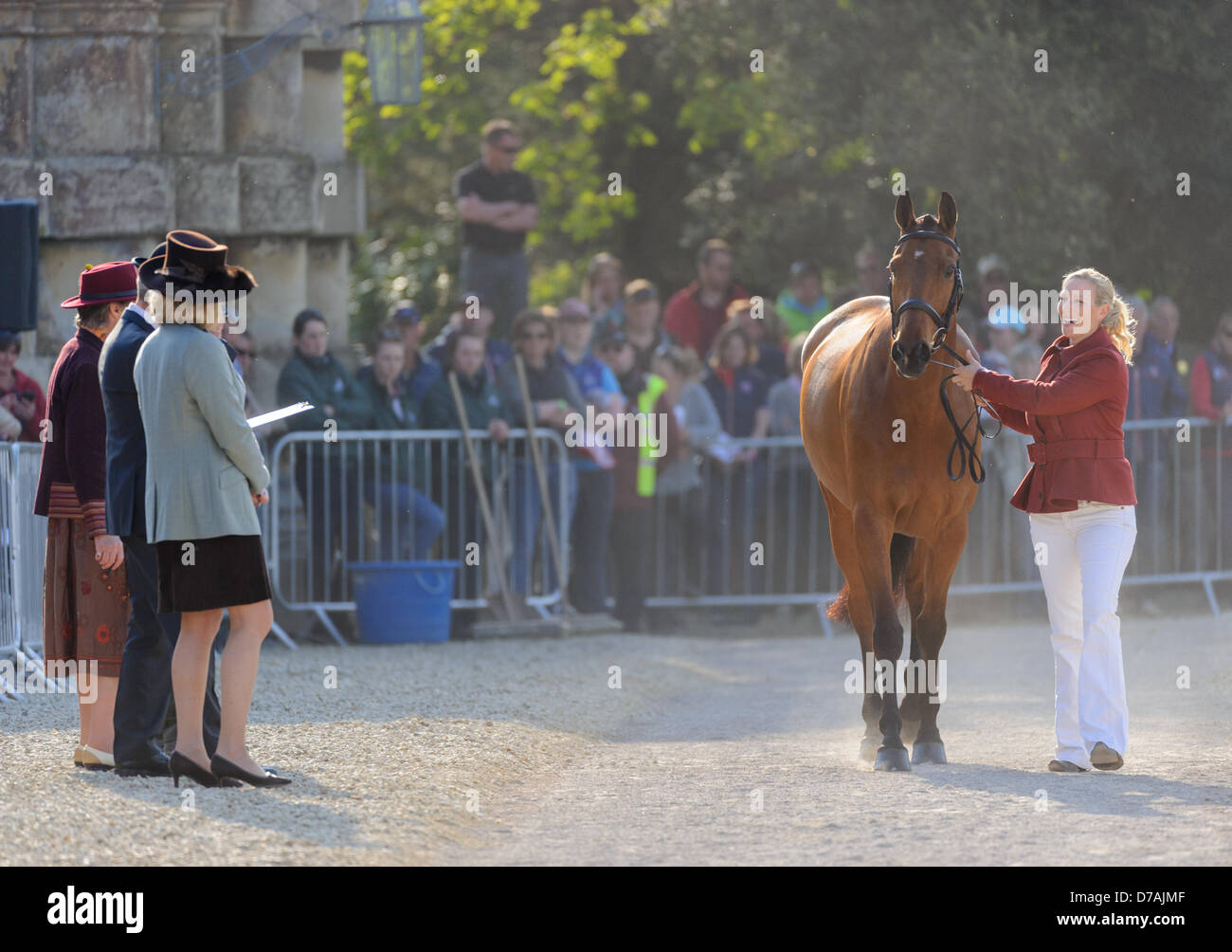 Badminton, Gloucs, 2nd May 2013. Zara Phillips and her horse High Kingdom pass the first veterinary inspection at the start of Badminton Horse Trials. Credit:  Nico Morgan / Alamy Live News Stock Photo