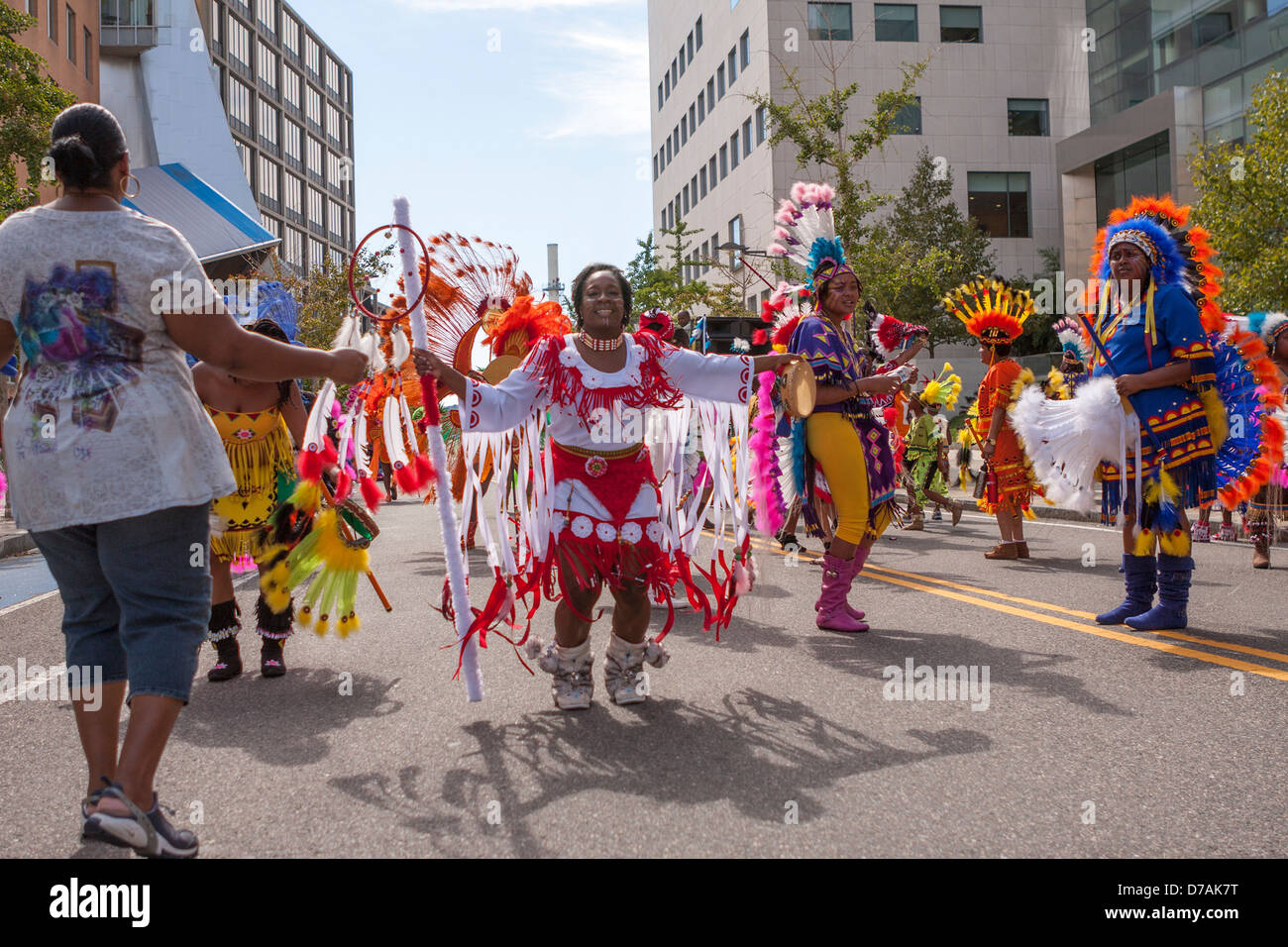 A Caribbean Festival in Boston features bright, authentic outfits Stock