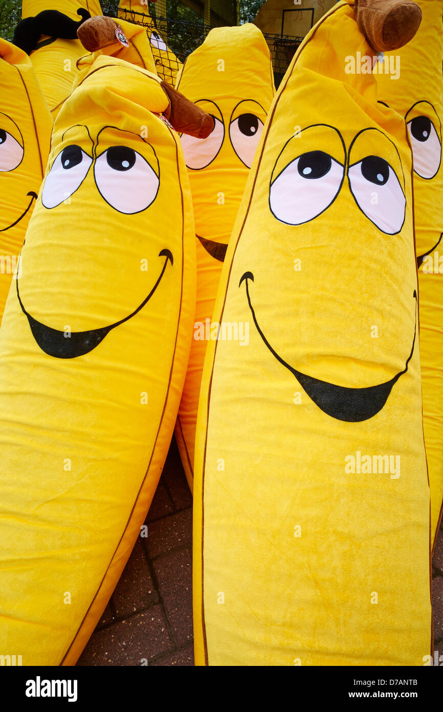 Banana Shaped soft toys prizes at Chessington World of Adventures Surrey UK Stock Photo