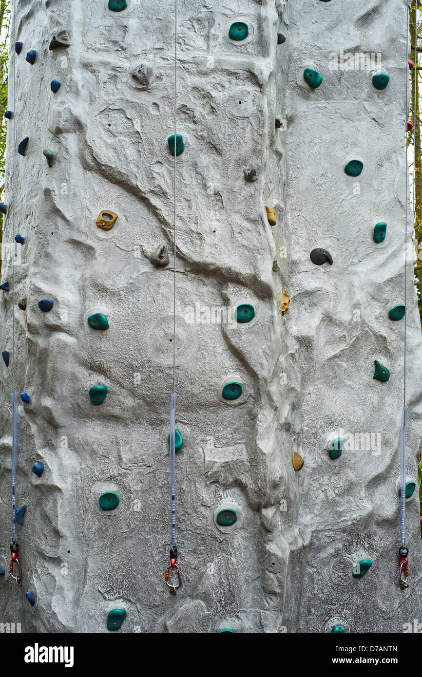 Empty outdoor climbing wall Chessington World of Adventures Surrey UK Stock Photo