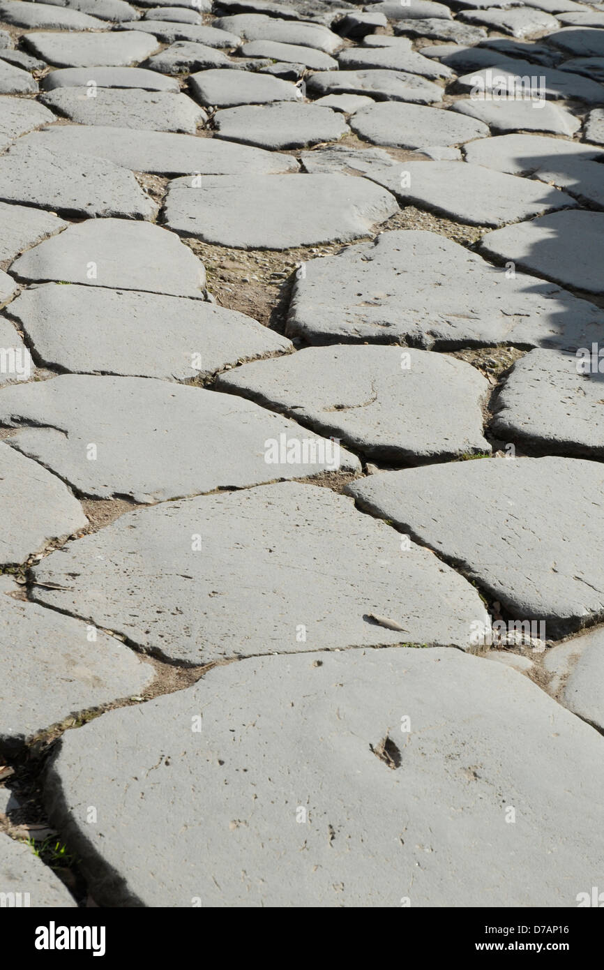 Roman Limestone Paths ancient roman road made of flagstones in the roman forum rome italy ...