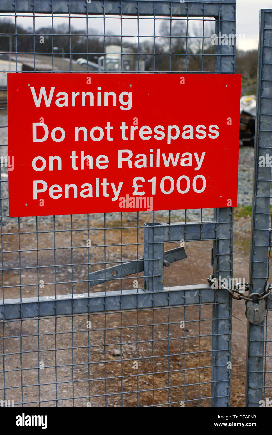 Do not trespass railway notice Stock Photo