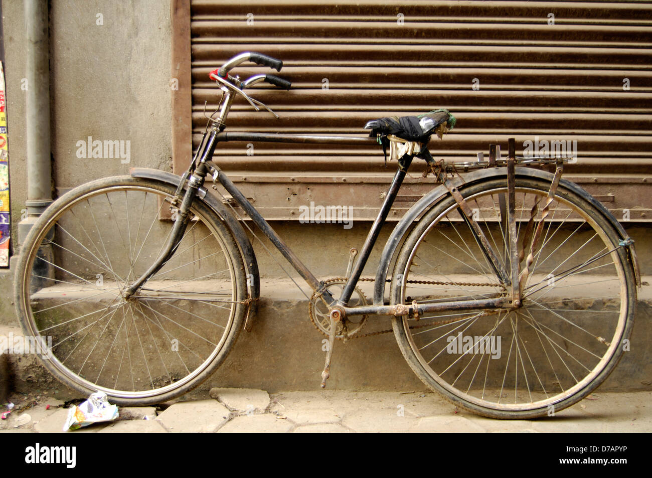 an old bicycle on a street in Kathmandu Nepal Stock Photo Alamy
