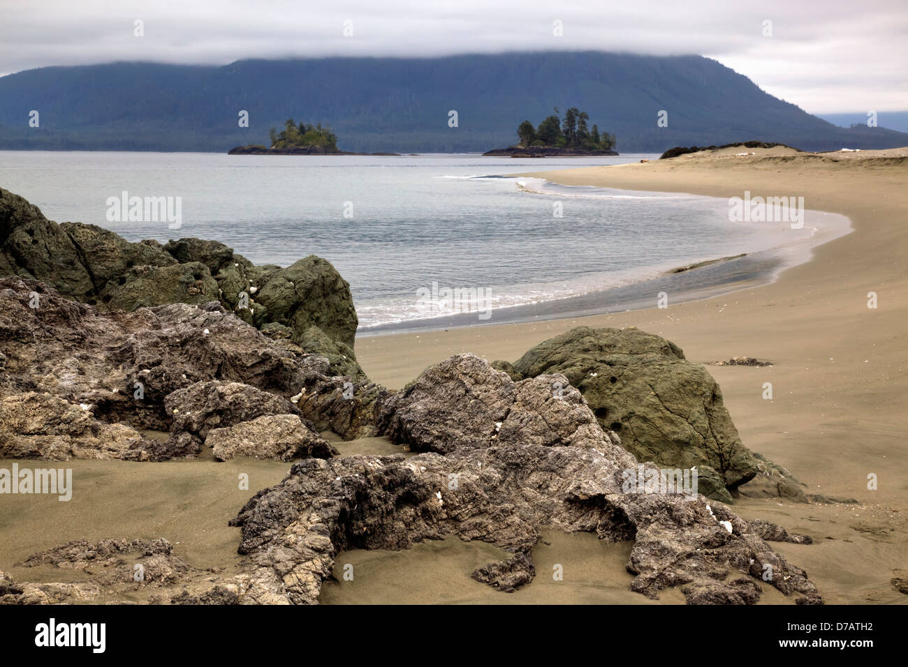 Whaler Islet With View Towards Flores Island; Vancouver Island British Columbia Canada Stock Photo