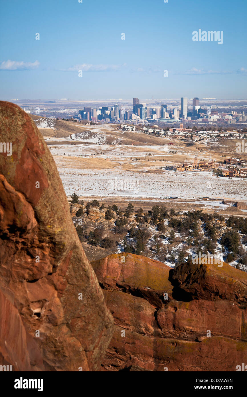Denver Skyline As Seen From Red Rocks Amphitheater Denver Colorado United States Of America Stock Photo Alamy