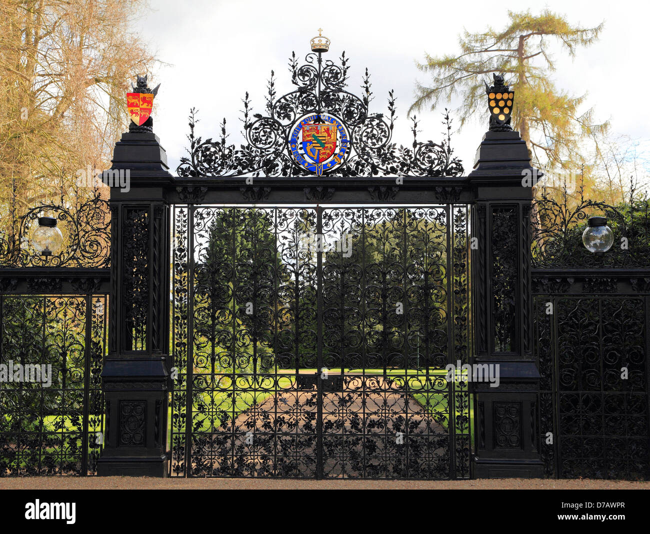 Norwich Gates, designed by Thomas Jekyll, Sandringham, Norfolk, England UK Stock Photo