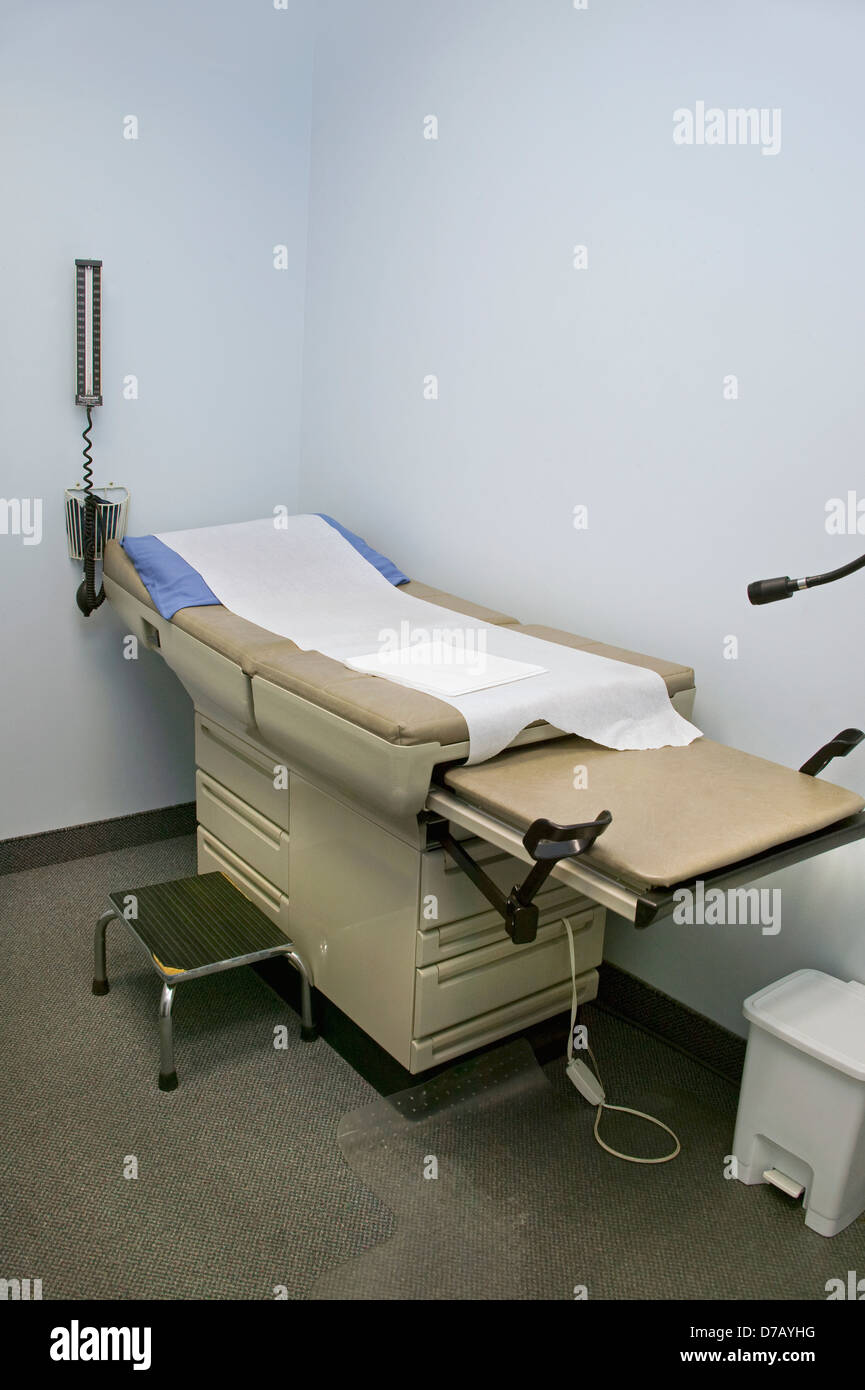 Examination bed in doctor's office; toronto ontario canada Stock Photo