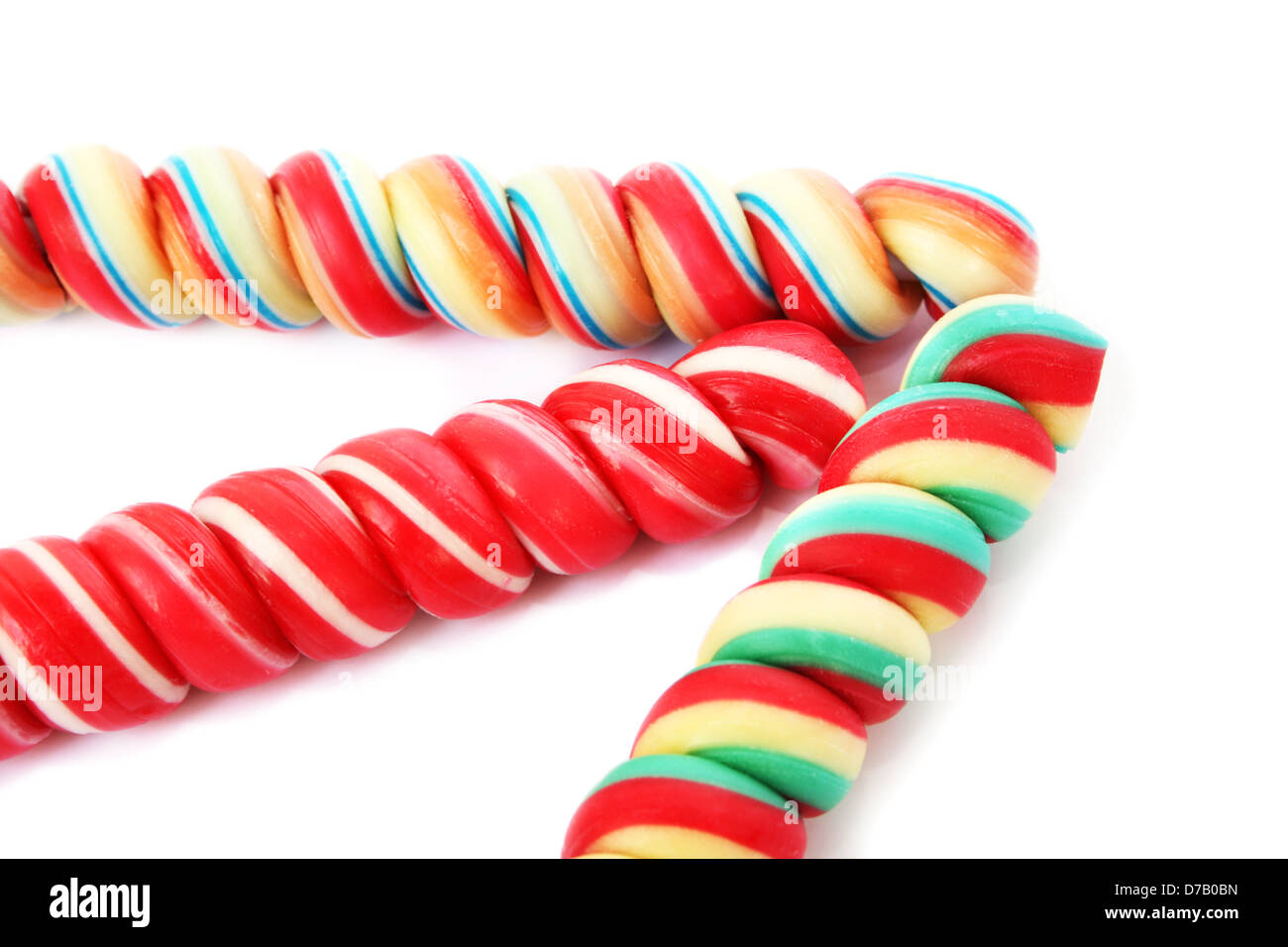 Colorful lollipops isolated on white background. Stock Photo