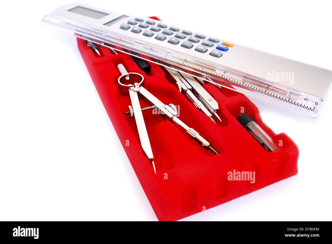 Compasses set and ruler isolated on white background Stock Photo Alamy