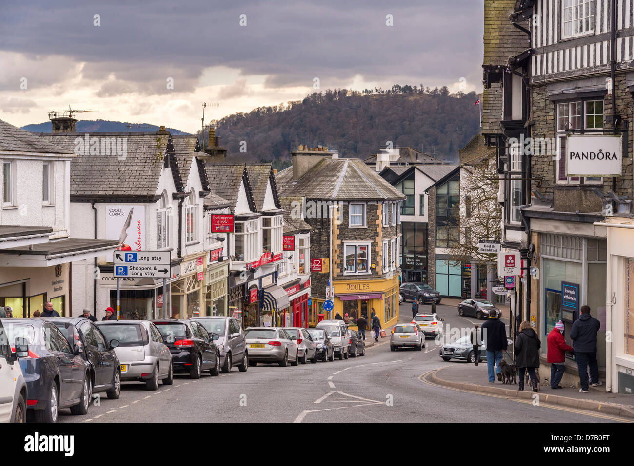 The main street in Bowness on Windermere. Stock Photo