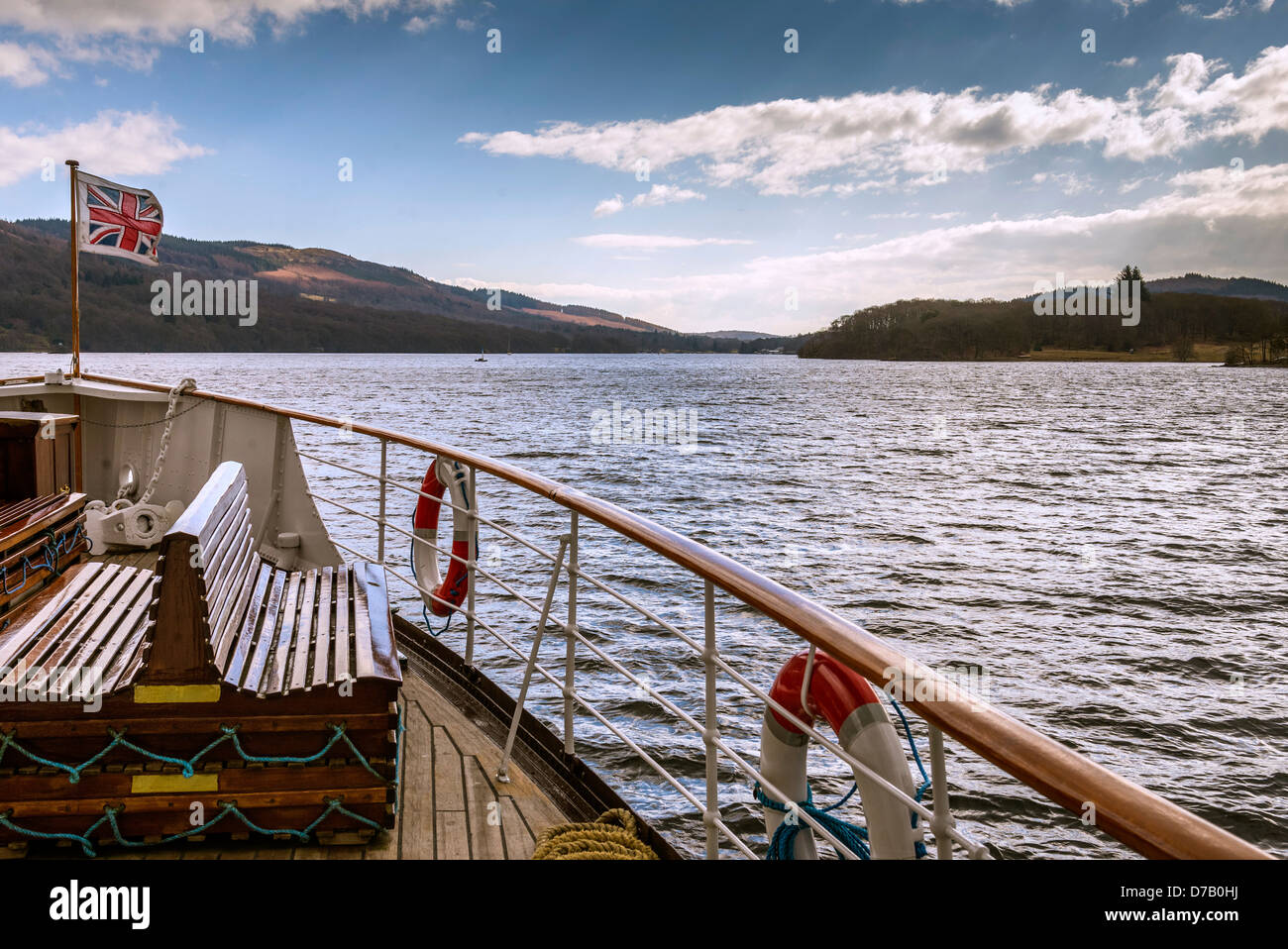 Steamer on Lake Windermere. Stock Photo