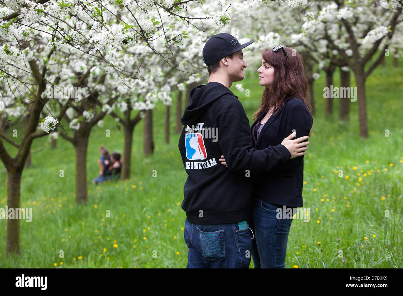 Couple on the Petrin hill, Prague Czech Republic Stock Photo