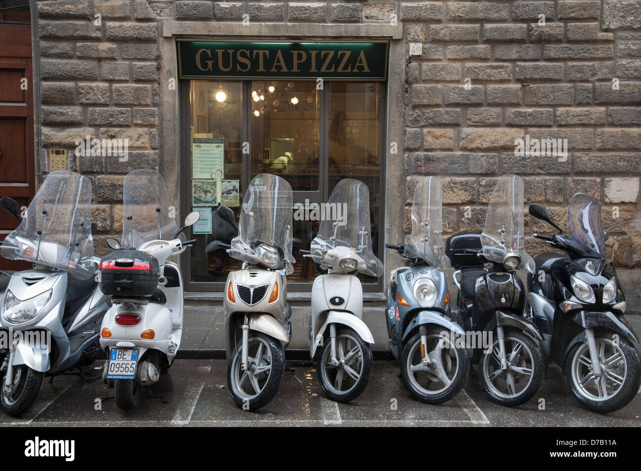 Gusta Pizza Restaurant and Motorbikes, Florence, Italy Stock Photo