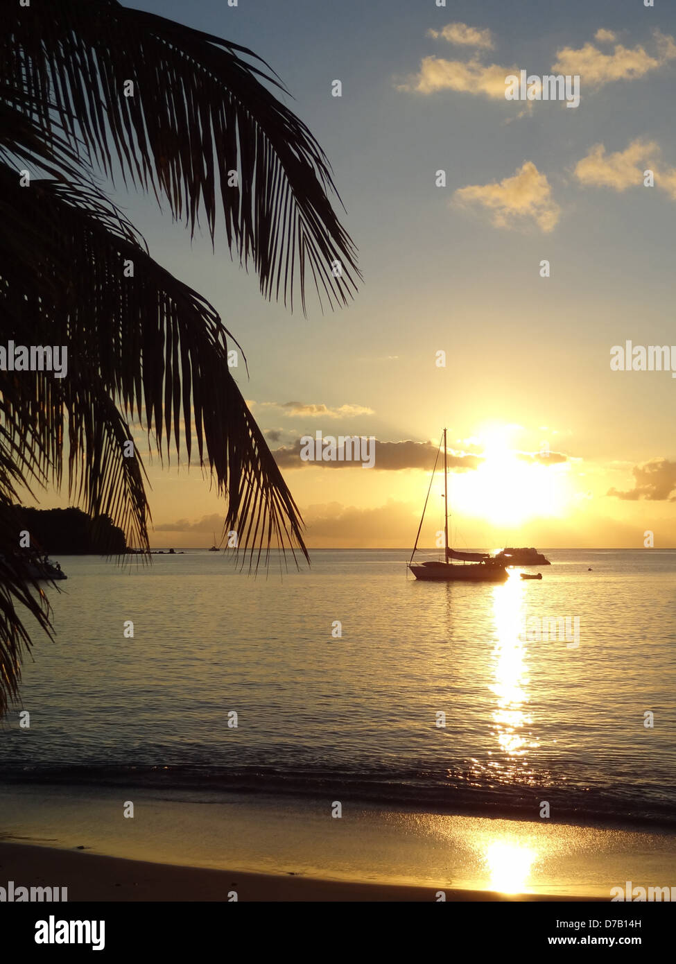 coastal sundown scenery on a caribbean island named Guadeloupe Stock Photo