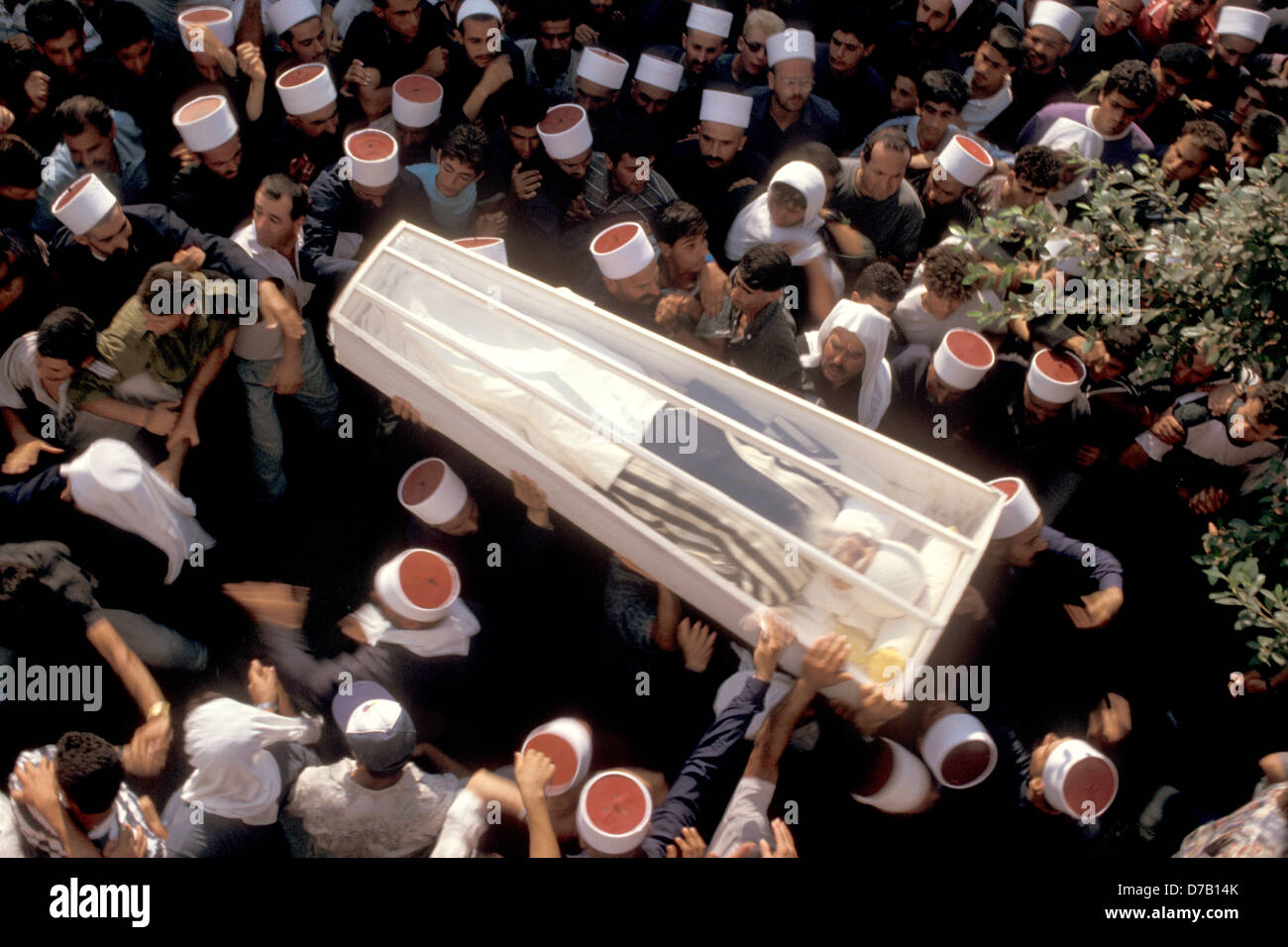 Druze Funeral of sheikh amin tarif in julis Stock Photo