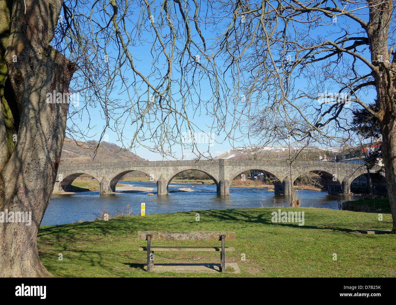 Builth Wells bridge river Wye, Wales UK Stock Photo Alamy