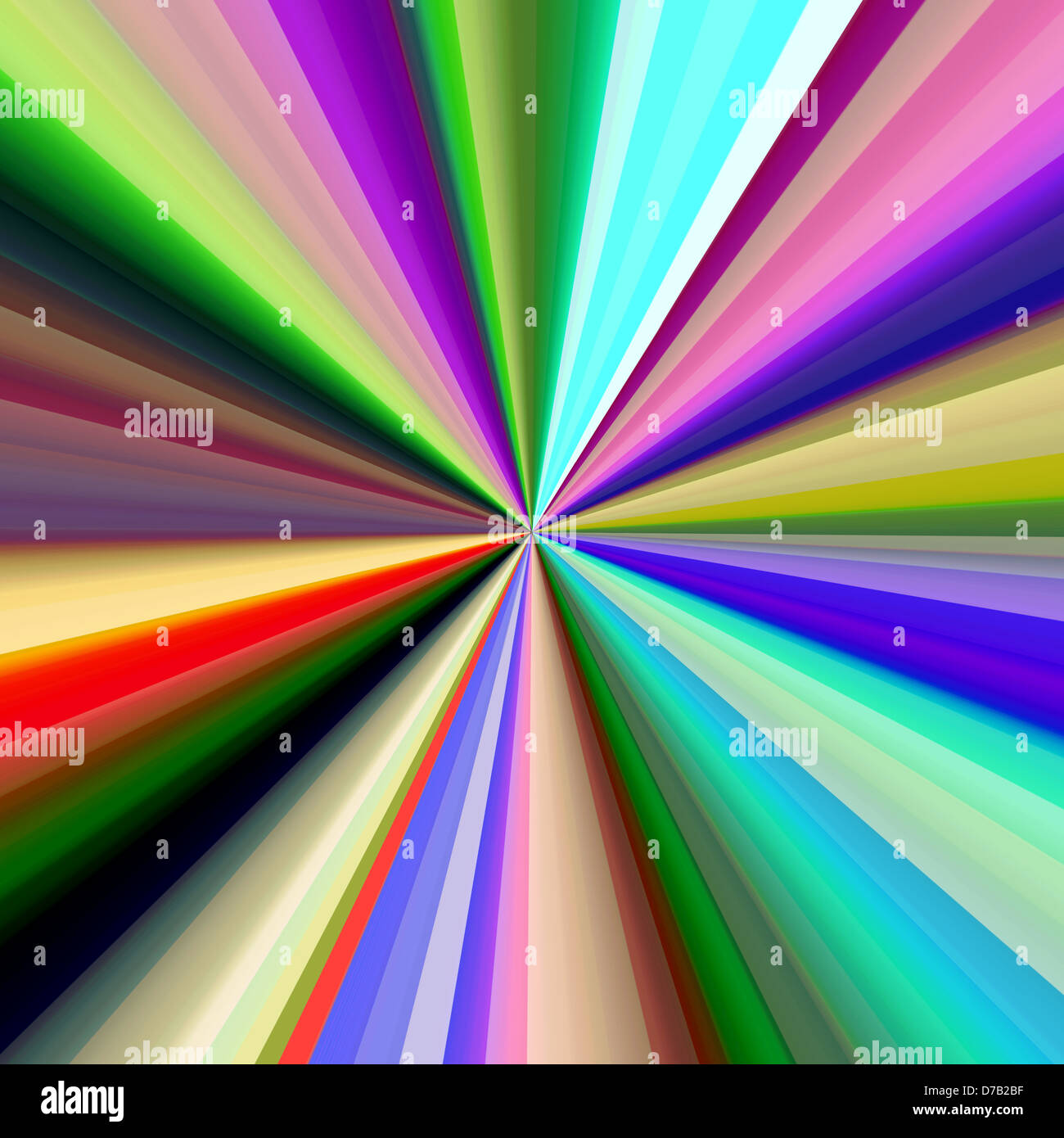 Multicoloured diagonal bands converging in a pinpoint. Stock Photo