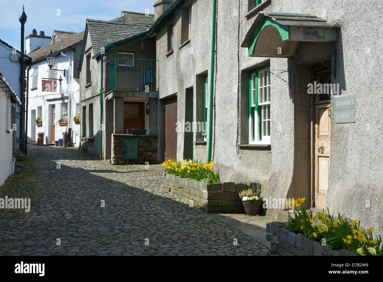 Wordsworth Street in the village of Hawkshead, Cumbria, Lake District National Park, England UK Stock Photo