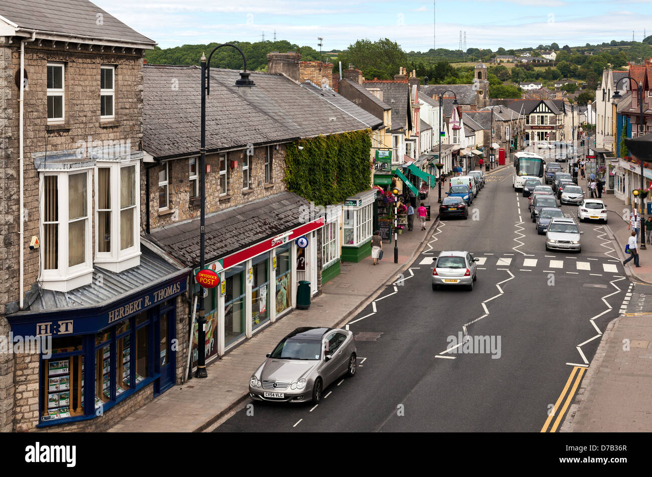 Elevated view of Cowbridge High Street in the Vale of Stock