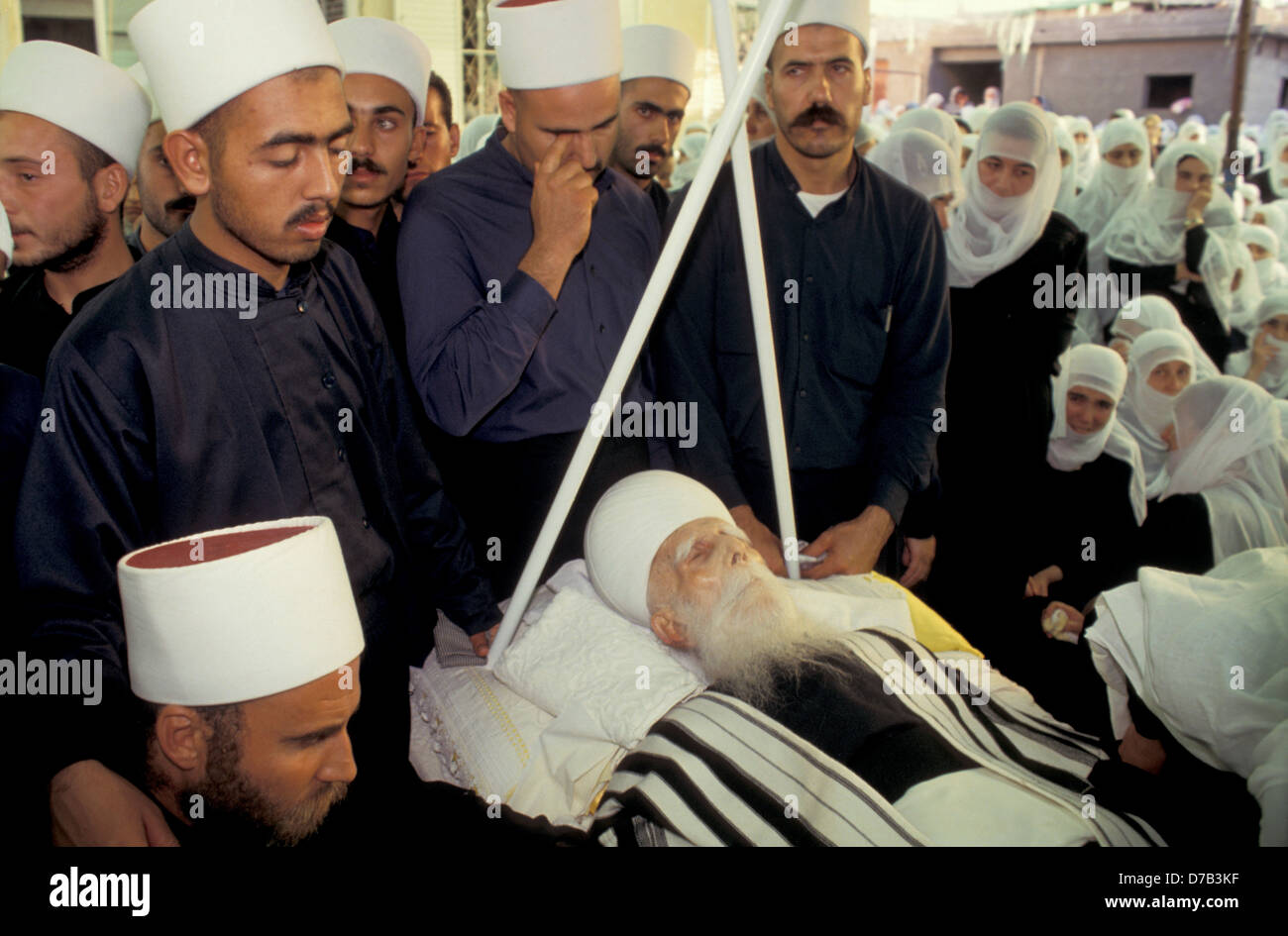 funeral of druze leader sheik amin tarif at the druz village of julis Stock Photo