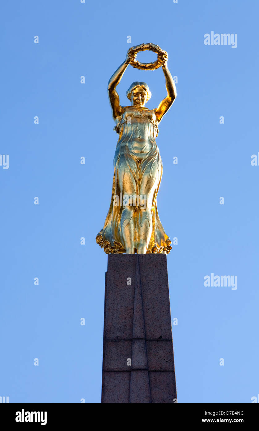 Monument of Remembrance, Gëlle Fra memorial, Place de la Constitution square, by Claus Cito, Luxembourg city, Europe Stock Photo