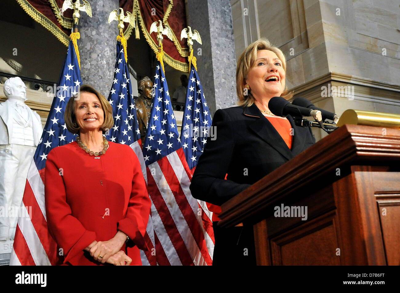 US Secretary of State Hillary Rodham Clinton with House Speaker Nancy Pelosi during the