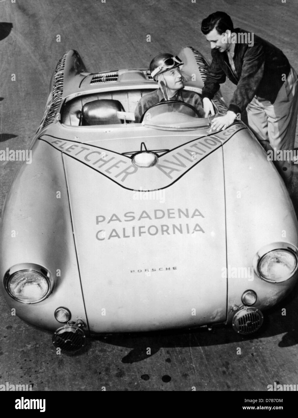 German race driver Karl Kling, photographed on the 15th of November in 1953 in Mexico City in his Porsche. Stock Photo