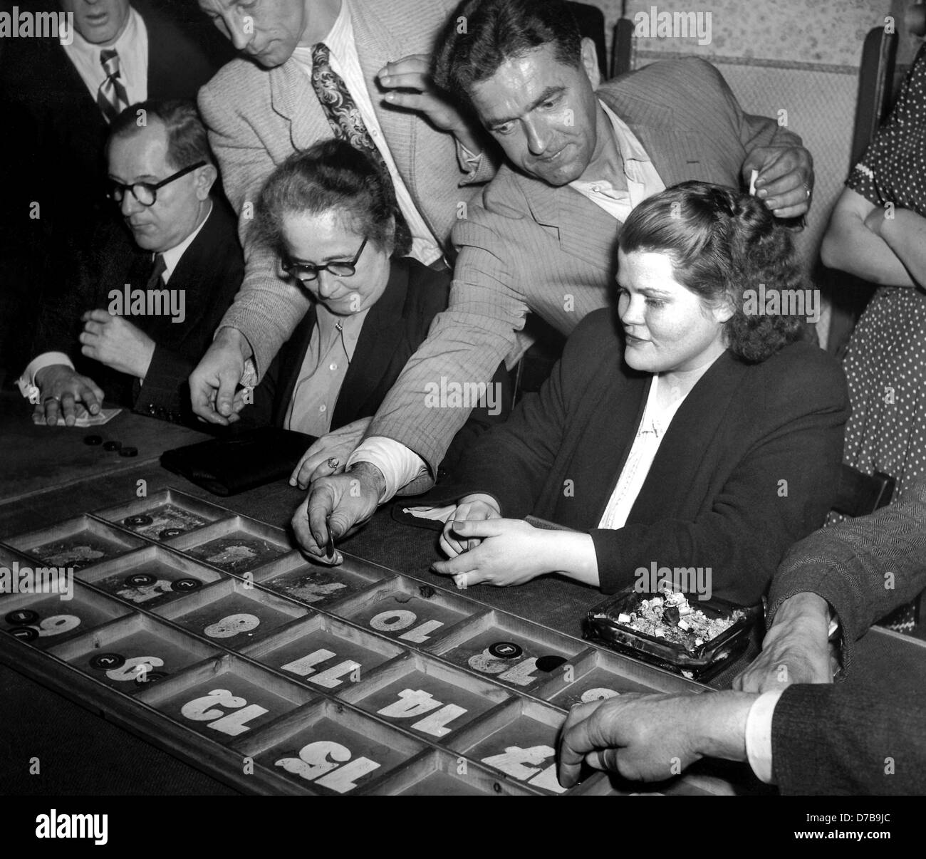 Players in a casino in Hamburg in the 1950s. Stock Photo