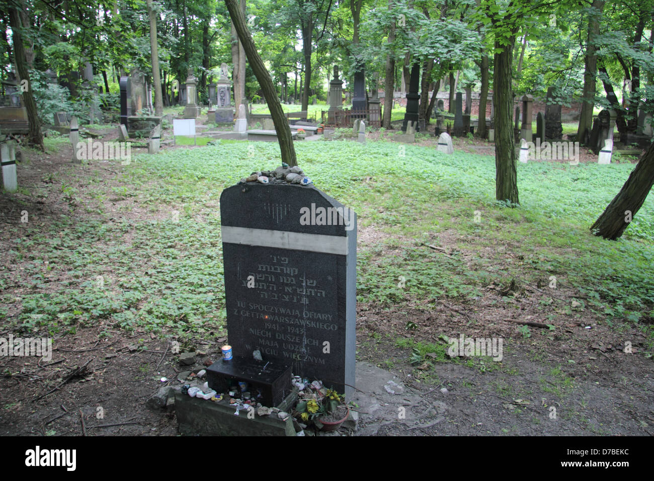 Common grave of Warsaw ghetto victims at Okopowa Street Jewish Cemetery in Warsaw, Poland Stock Photo