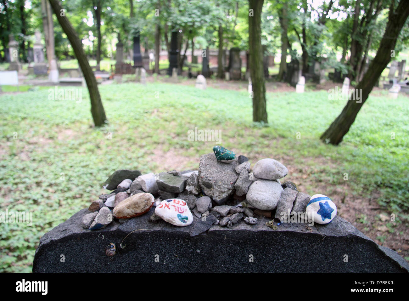 Common grave of Warsaw ghetto victims at Jewish Cemetery in Warsaw, Poland Stock Photo