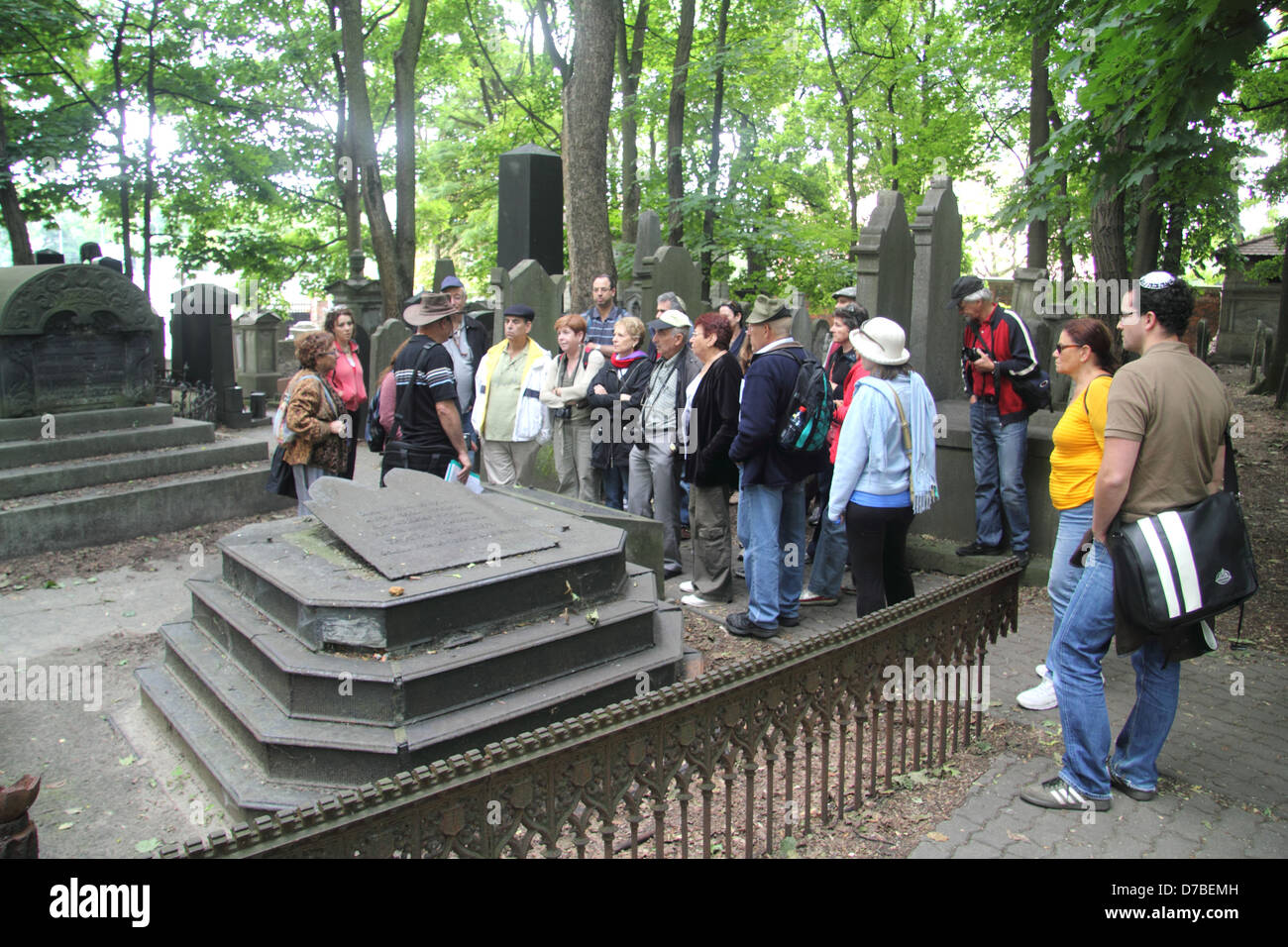 Israelis visiting the Okopowa Street Jewish Cemetery in Warsaw, Poland Stock Photo