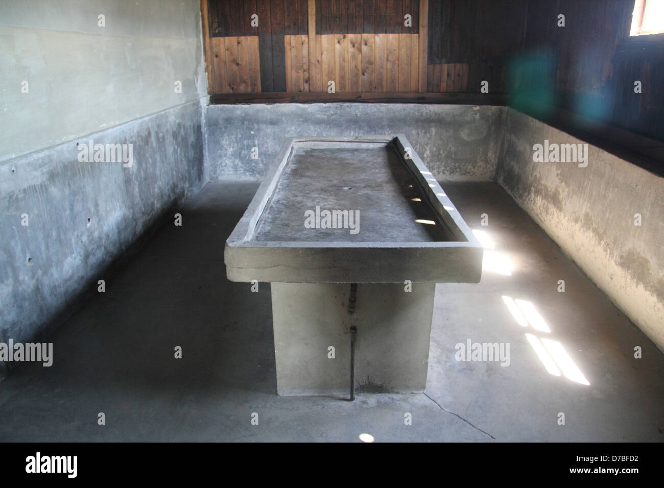 Dissection Table at the crematorium building in Majdanek Extermination Camp Stock Photo
