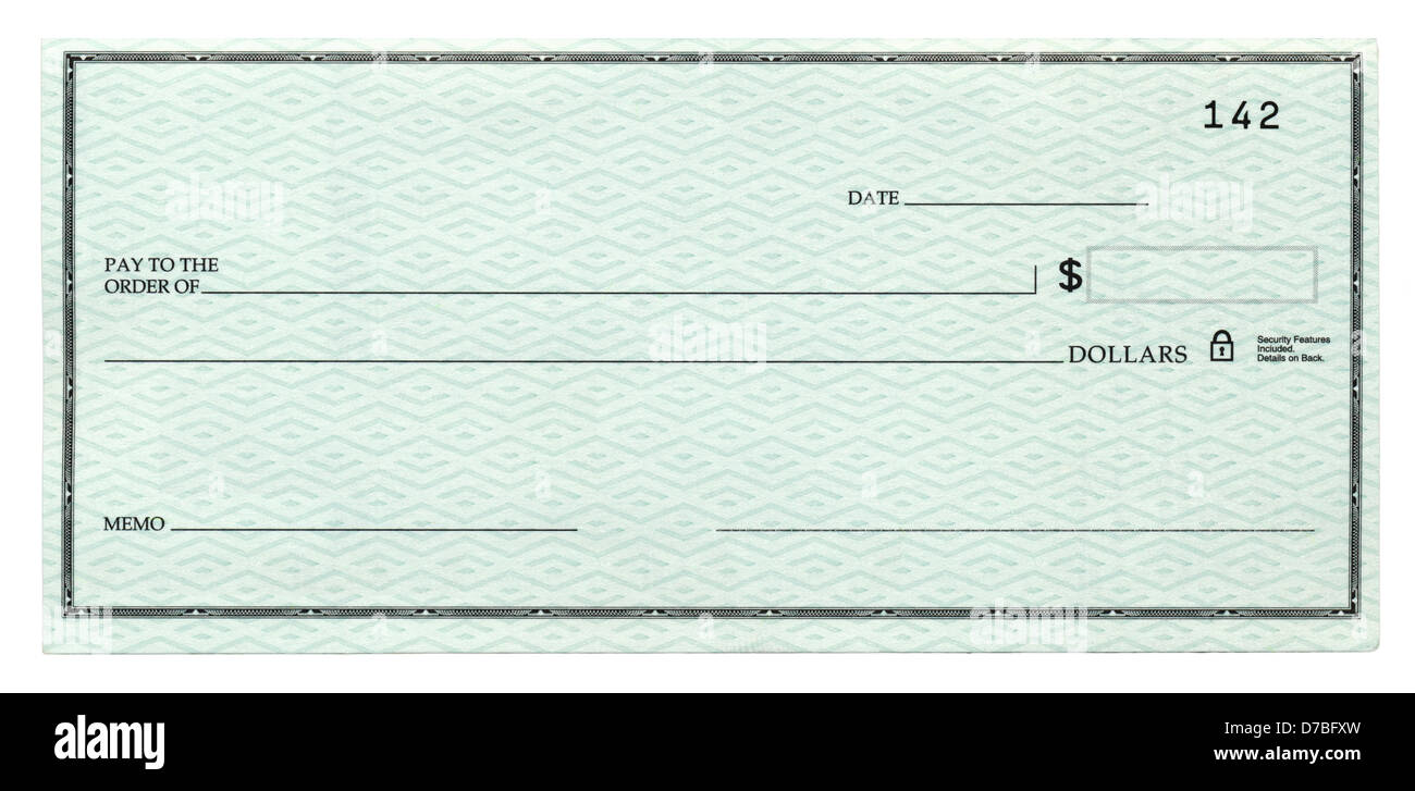 A blank banking cheque, Isolated on white Stock Photo - Alamy