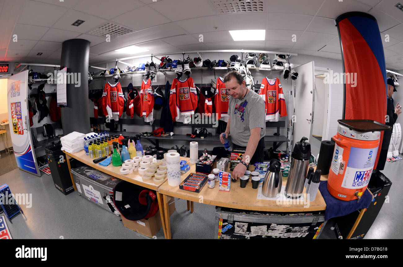 Dressing room of Czech ice hockey players at 2013 Ice Hockey World Championship in Globen hall